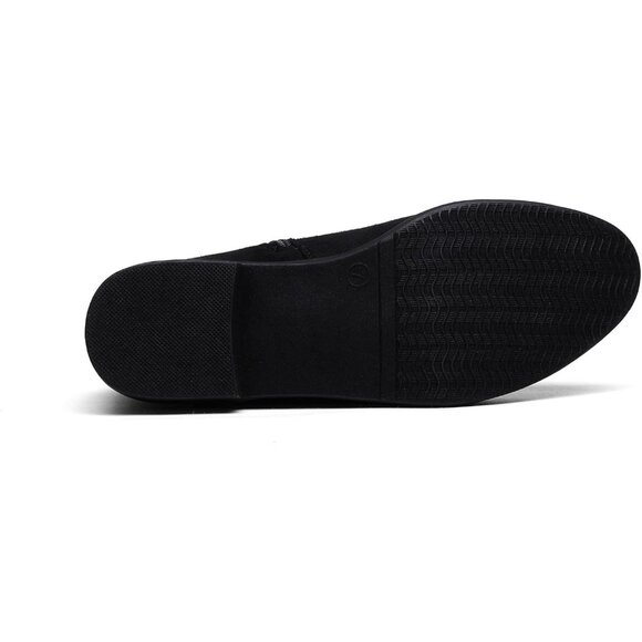 Women's Black Textile Suede Over The Knee Thigh High Winter Riding Boots - Picture 5 of 7